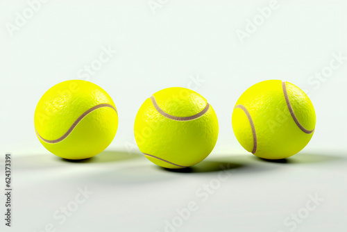 Set of three sport tennis ball on white background. Generative ai © Lusi_mila