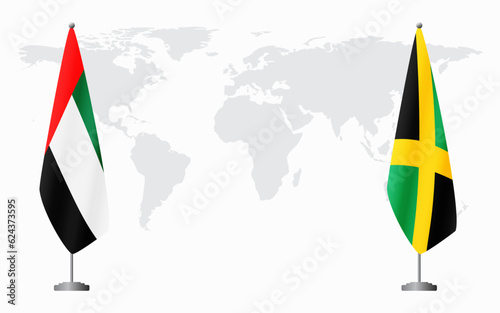 United Arab Emirates and Jamaica flags for official meeting