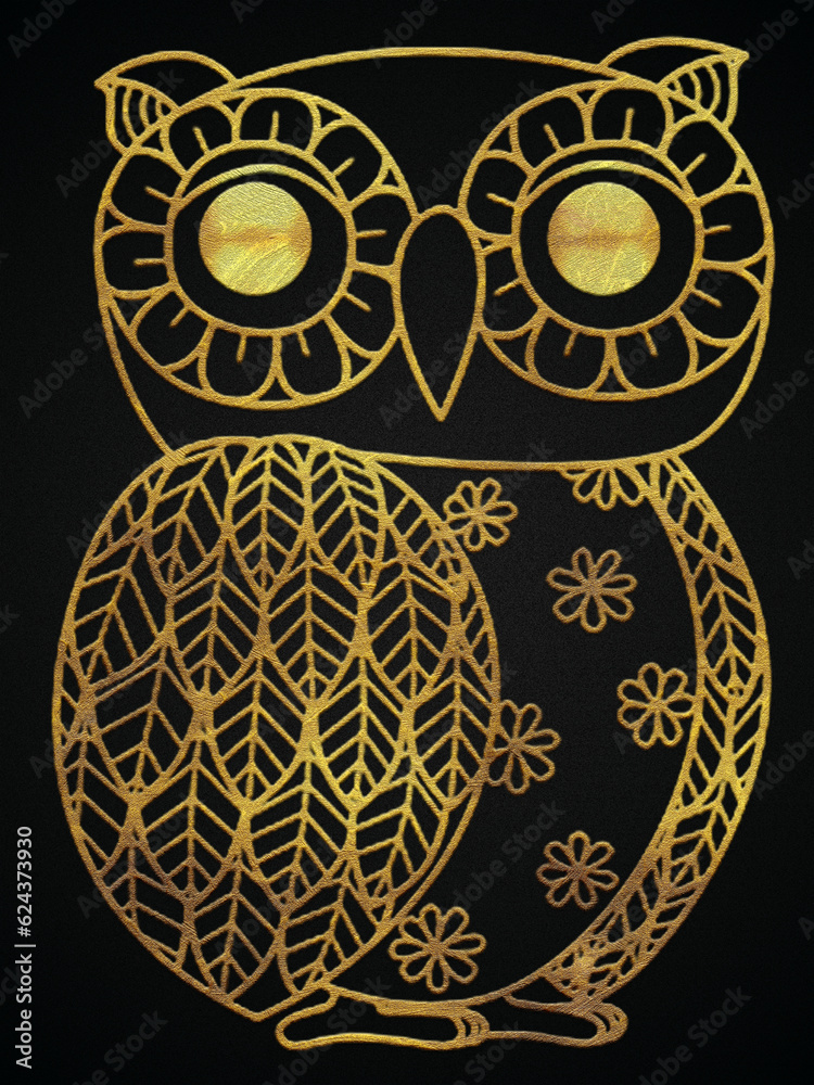 Decorative golden owl bird, golden element design banner style 9 Decorative golden owl bird, golden element design banner style 9