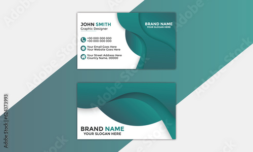 modern and clean professional business card template Corporate and Creative Business Card Design Template Double-Sided Horizontal Name Card Simple and Clean Green Black Vector Illustration Gradient