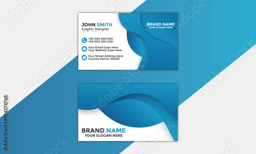 modern and clean professional business card template Corporate and Creative Business Card Design Template Double-Sided Horizontal Name Card Simple and Clean Blue and Black Vector Illustration Gradient