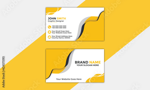Modern and clean professional business card template Corporate and Creative Business Card Design Template Double-Sided Horizontal Name Card Simple and Clean Yellow Black Vector Illustration Gradient 