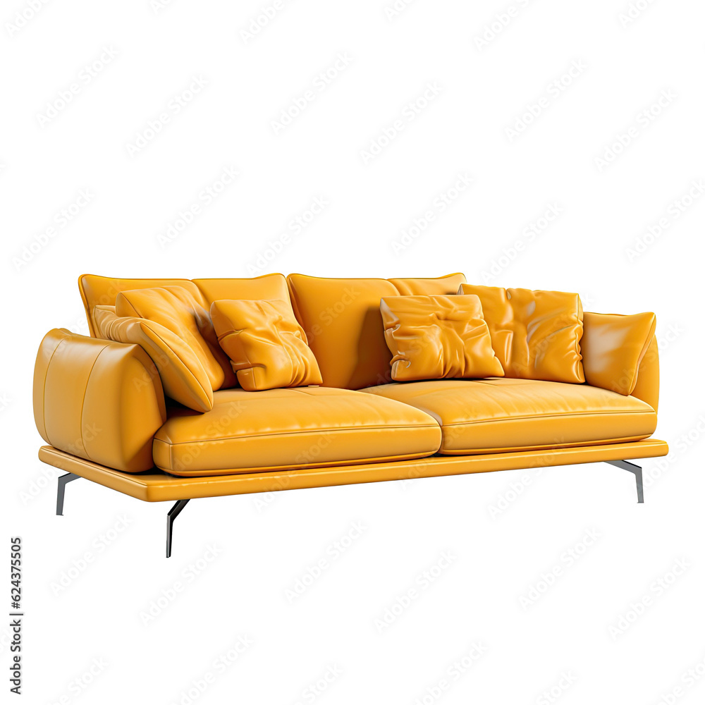 Fototapeta premium Modern sofa isolated. Illustration AI Generative.