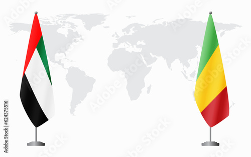 United Arab Emirates and Mali flags for official meeting