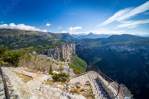 Mountain landscape width Canyon of Verdon River (Verdon Gorge) in Provence, France