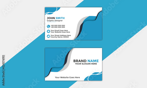 Modern and clean professional business card template Corporate and Creative Business Card Design Template Double-Sided Horizontal Name Card Simple and Clean Blue Black Vector Illustration Gradient 