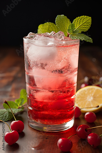 Shirley temple coctail or mocktail drink. photo
