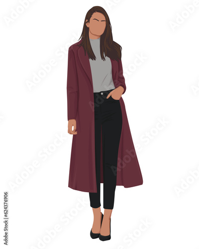 fashion woman in coat vector illustration
