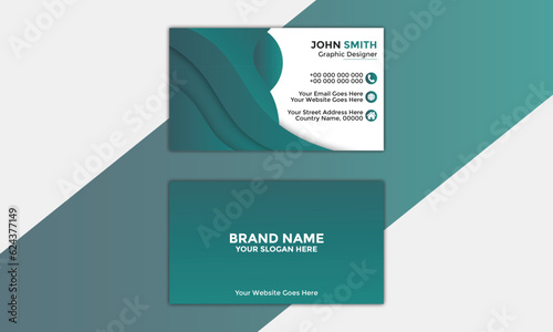 Modern and clean professional business card template Corporate and Creative Business Card Design Template Double-Sided Horizontal Name Card Simple and Clean Green Black Vector Illustration Gradient