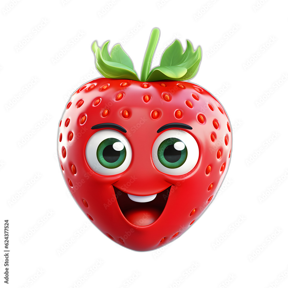 Fototapeta premium strawberry with heart, PNG transparent background