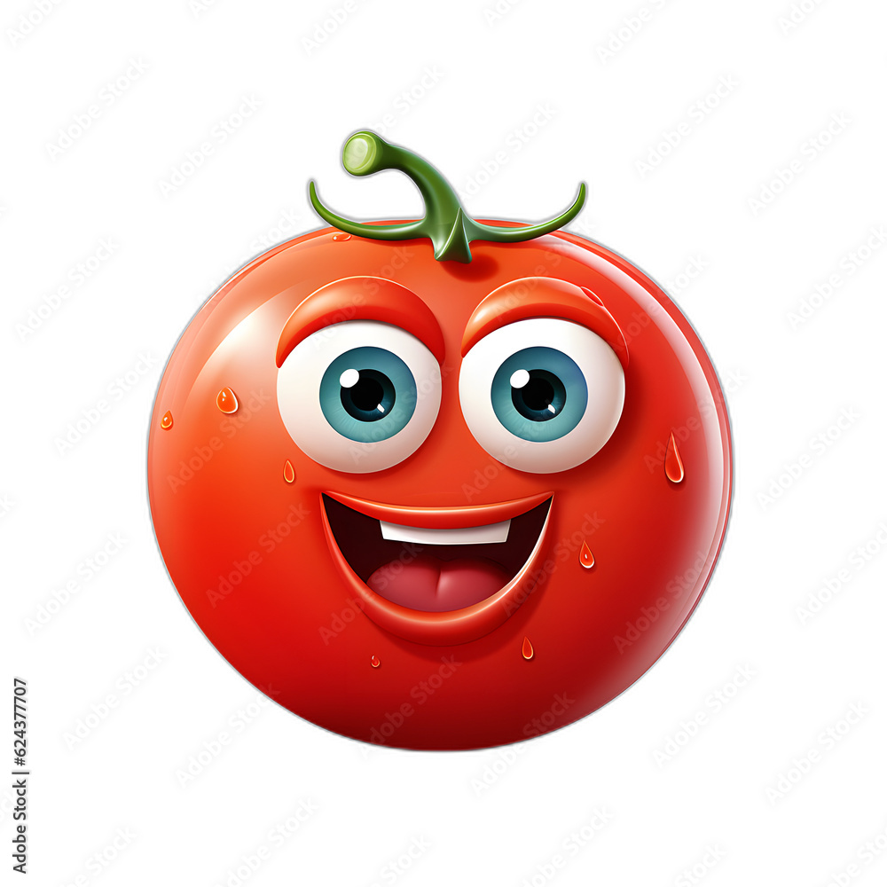 Fototapeta premium funny tomato cartoon, Transparent background
