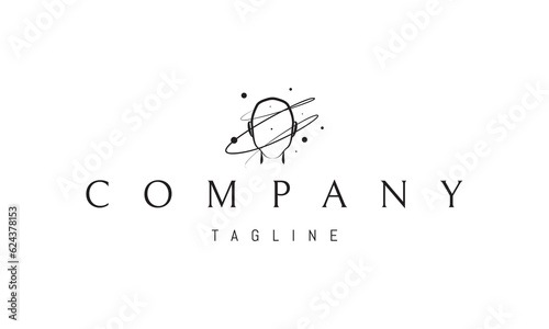 Vector logo on which an abstract image of the silhouette of the head with lines around the head.