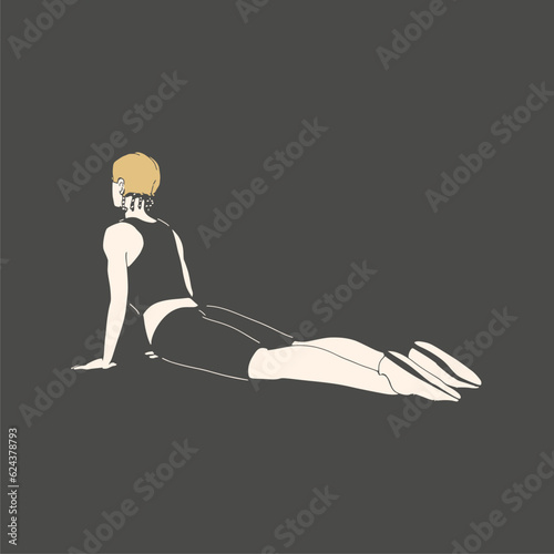 Young female workout. Sport girl doing stretching exercise. Casual sportwear - t-shirt, breeches and sneakers. Young woman wearing workout clothes. Sport fashion girl outline in urban casual style.