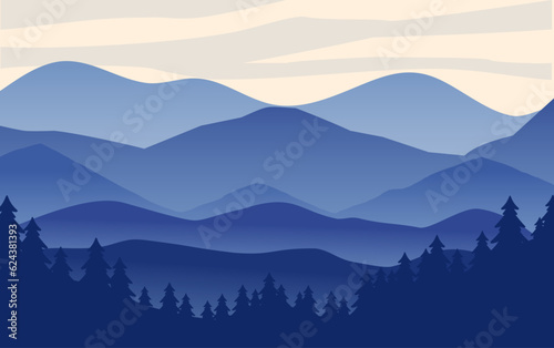 mountains landscape blue gradient