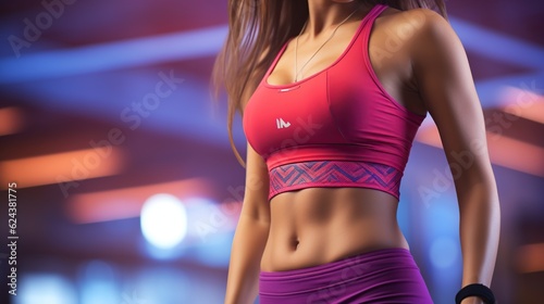 sexy woman wearing athletic suit on blurred background © vie_art