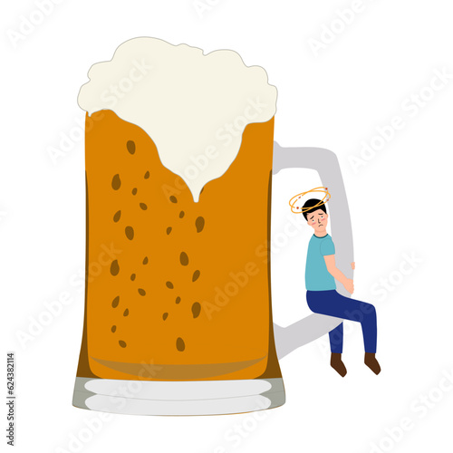 Obraz na plátně Man have drunk. Because he is drink beer verymush.