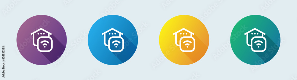 Smart home line icon in flat design style. House technology signs vector illustration. Smart home line icon in flat design style. House technology signs vector illustration.