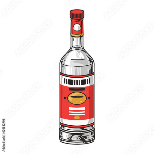 Bottle gin vintage logotype colorful