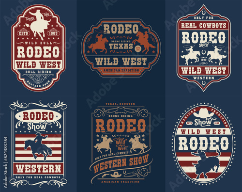 Wild west colorful set flyers