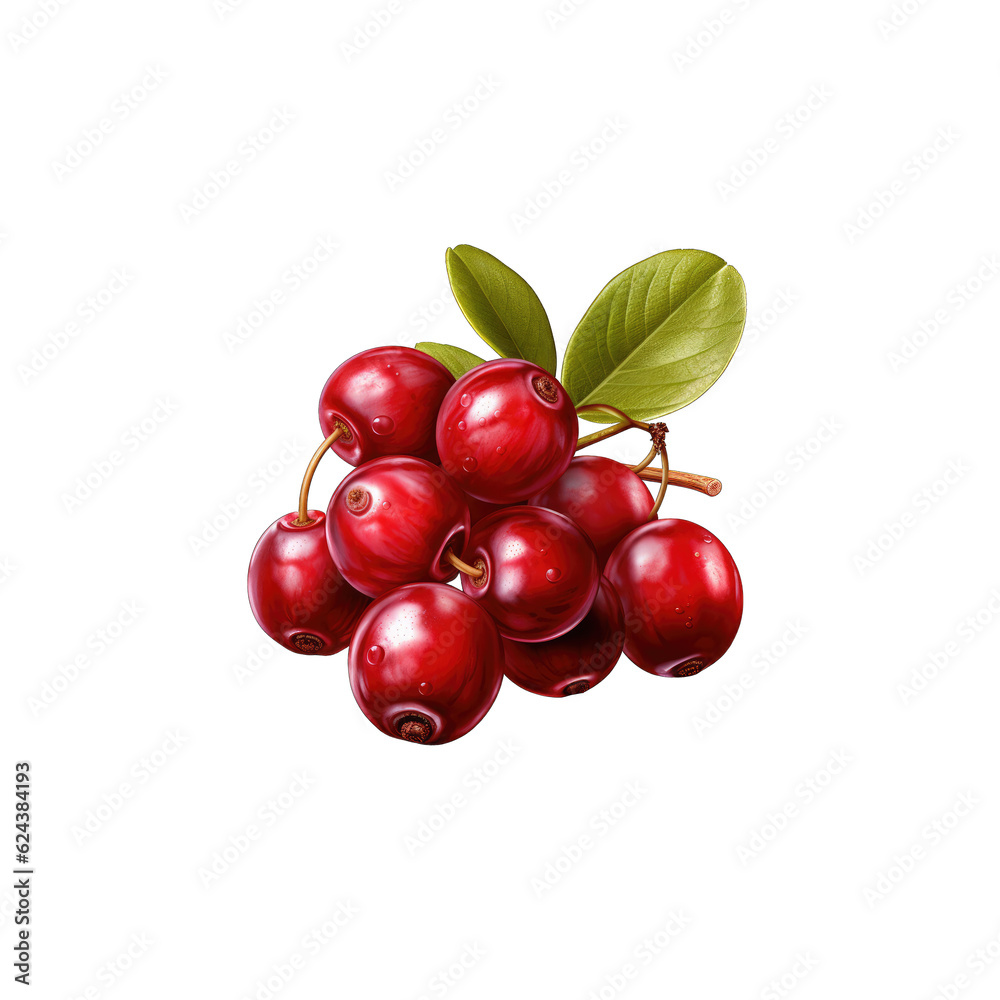 Cranberries isolated on transparent background. Food theme.