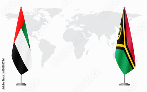 United Arab Emirates and Vanuatu flags for official meeting