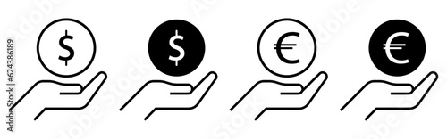 Hand holding dollar and euro,  money exchange, invest finance isolated on white background