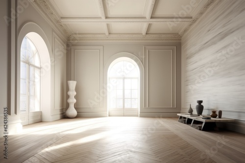 architectural details in a spacious, minimal room, created with generative ai