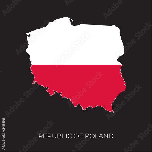 Poland map and flag. Detailed silhouette vector illustration 