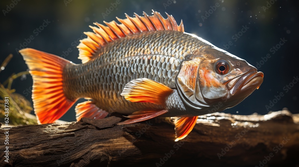 Fototapeta premium Piranha fish underwater killer zombie fish