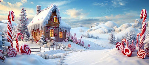 Canvastavla Illustration of Christmas background, AI Generated