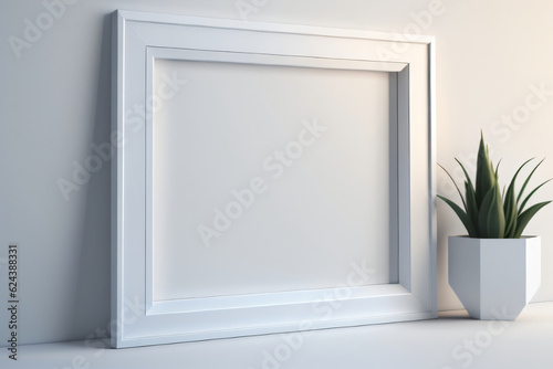 Empty photo frame mock up on interior wall, Generative Ai © Partha