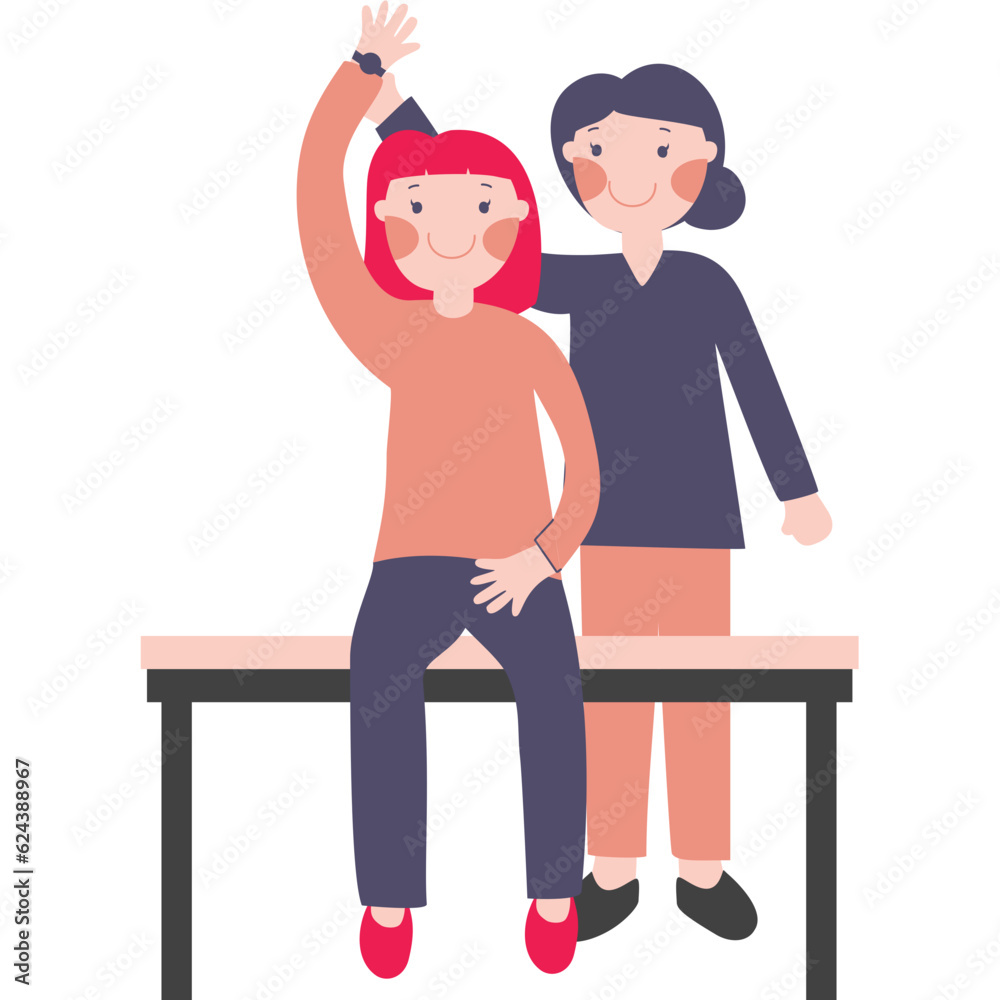 Woman sitting on table masseur therapist doing healing treatment Woman sitting on table masseur therapist doing healing treatment