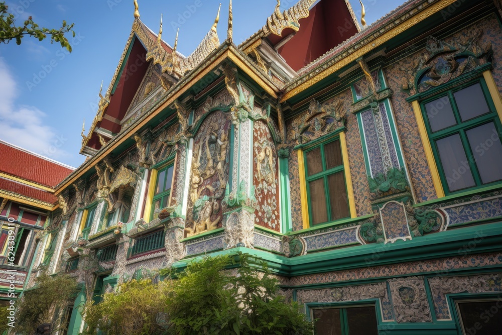 architectural detail of a grand palace, with intricate carvings and paintings, created with generative ai architectural detail of a grand palace, with intricate carvings and paintings, created with generative ai