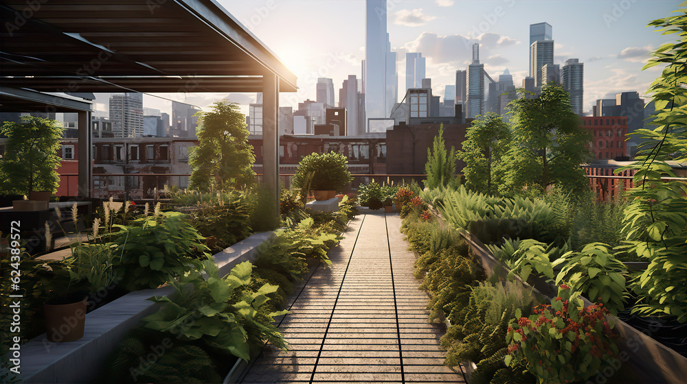 Fototapeta premium rooftop garden urban - AI Generated