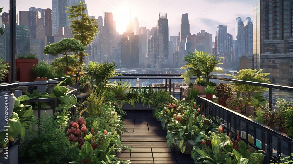rooftop garden urban - AI Generated rooftop garden urban - AI Generated