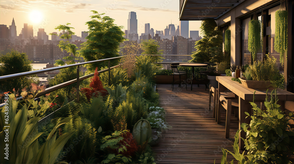 Obraz premium rooftop garden urban - AI Generated