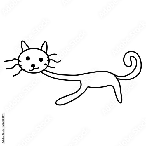 cat cartoon vector 10 Outline line Cute and funny cats doodle. Cartoon cat or kitten characters design collection Minimal cat drawing. Set of purebred pet animals isolated on transparent background.