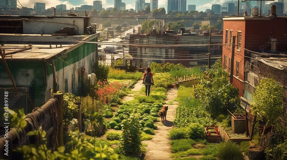 rooftop garden urban - AI Generated