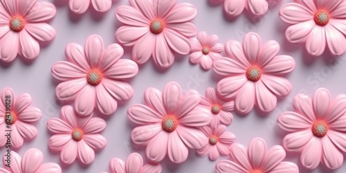 Pink flower pattern for copy space background, AI Generated