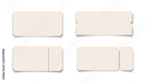 Fotografia 3D blank tickets set, cardboard coupons collection with borders of different sha