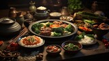 Traditional assorted eastern cuisines dishes.