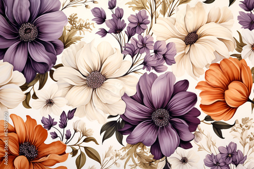Colorful Watercolor Flowers Pattern  Illustration  Designs, Ai Generative