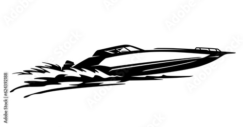 Super High Speed Boat, Sport Race Vector Illustration 