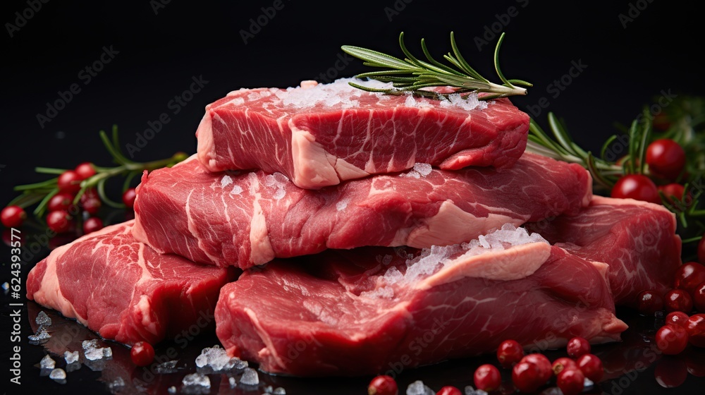 Raw rib eye beef steak AI generated image
