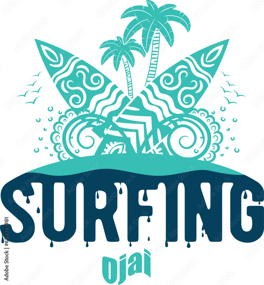 Naklejka premium Ojai US cities t-shirt designs. Vector illustration. T-Shirt Design United States Of America