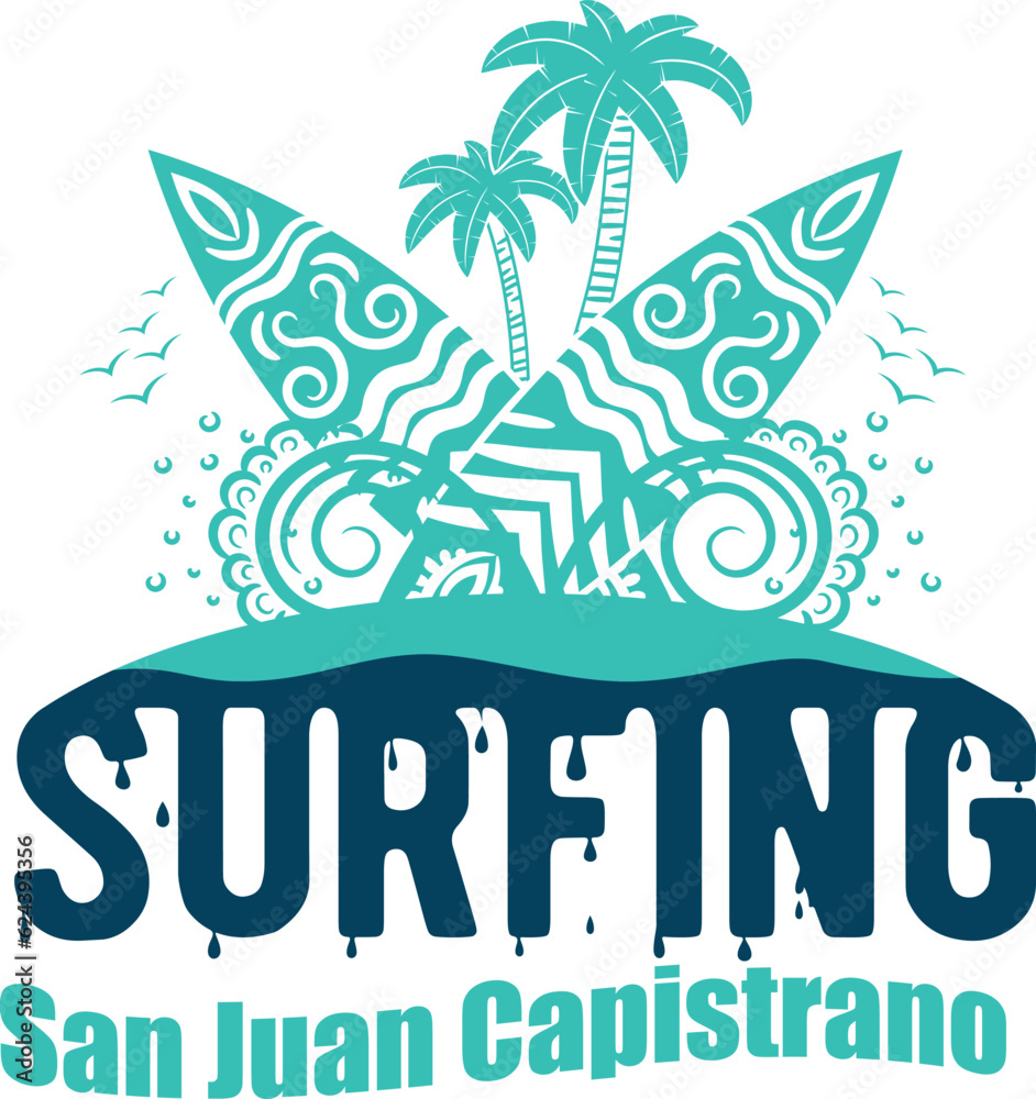 Naklejka premium San Juan Capistrano US cities t-shirt designs. Vector illustration. T-Shirt Design United States Of America