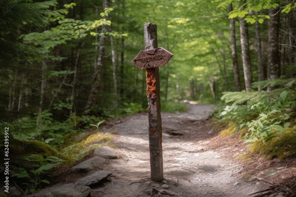 trail marker signpost with arrows pointing in different directions, created with generative ai trail marker signpost with arrows pointing in different directions, created with generative ai