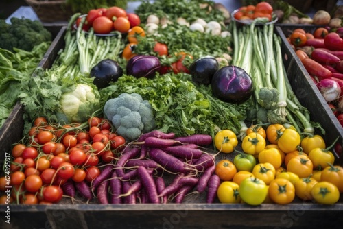 close-up of tray of freshly picked vegetables  created with generative ai