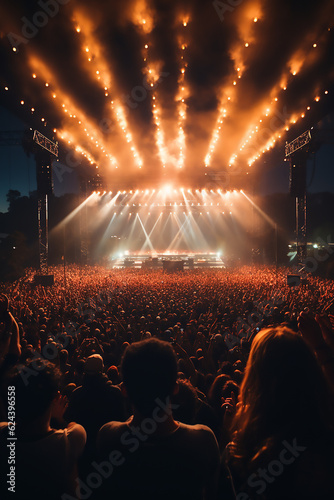 crowd at stadium on concert tour crowded performance with stage lights