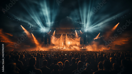 crowd at stadium on concert tour crowded performance with stage lights